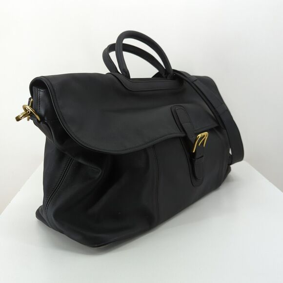 COACH Leather Weekender Duffel Gym Shoulder Bag Black Travel 1995 K5B-0522 VTG - Picture 2 of 11